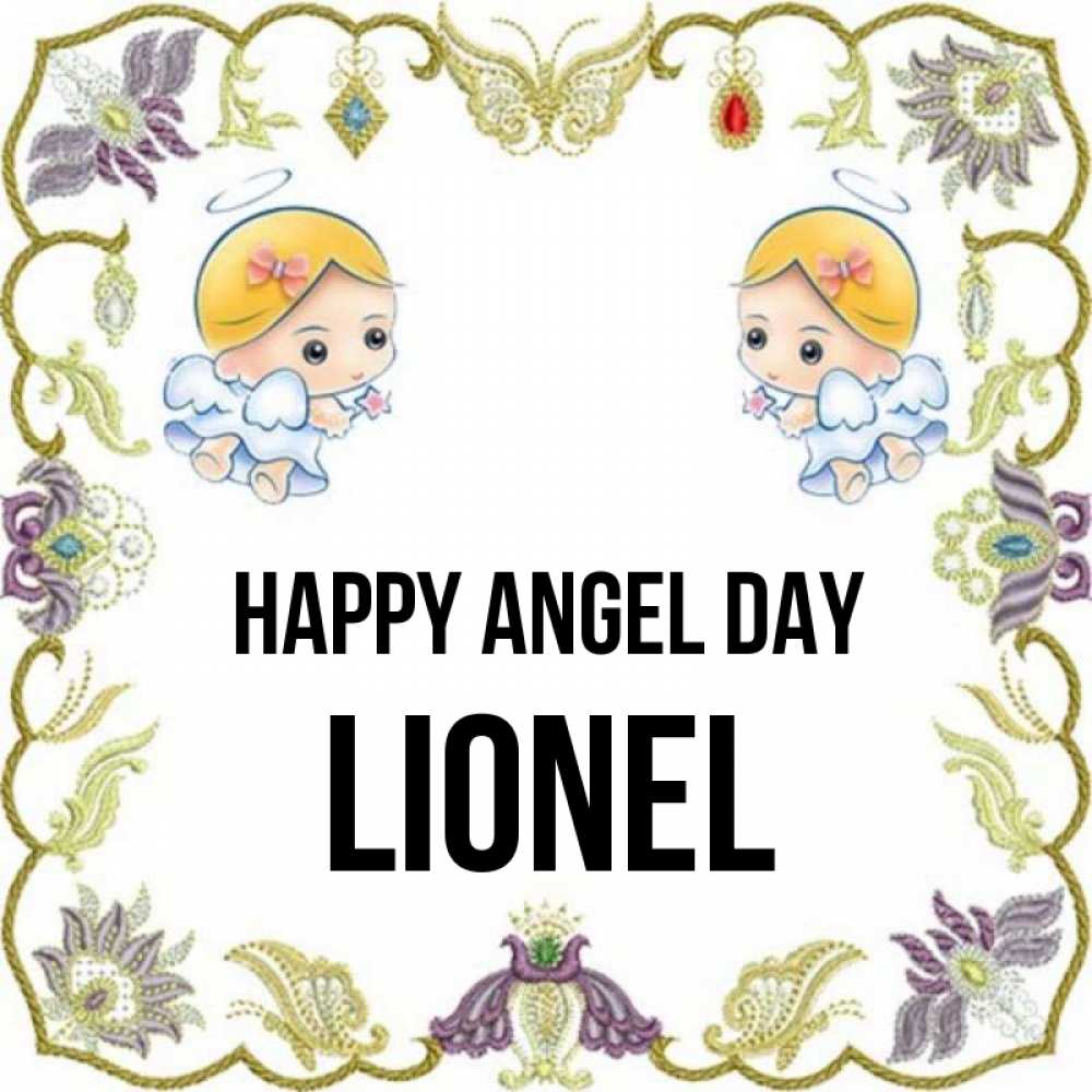 Greetings card с именем, Lionel happy angel day маленькие ангелы с крылышками Greetings with text for free download 