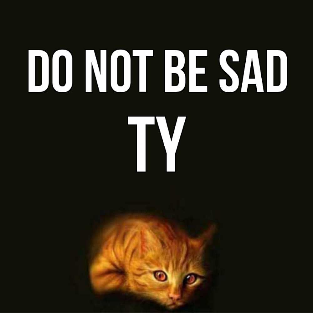 Greetings card с именем, Ty Do not be sad лежащий кот в темноте Greetings with text for free download 