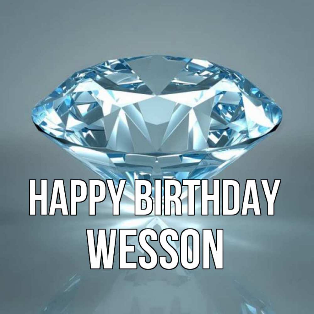 Greetings card с именем, Wesson Happy Birthday с бриллиантом голубого цвета Greetings with text for free download 