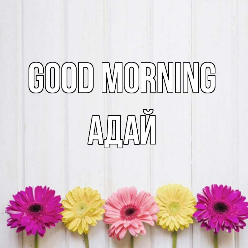 Greetings card с именем, Адай Good morning красный желтый и розовый цветок Greetings with text for free download 