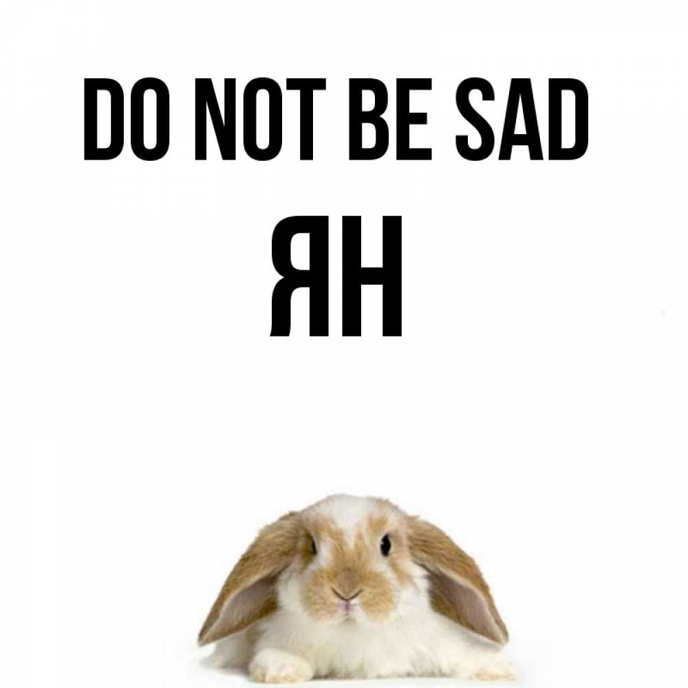 Greetings card с именем, Ян Do not be sad коричнево белый заяц с большими ушками Greetings with text for free download 