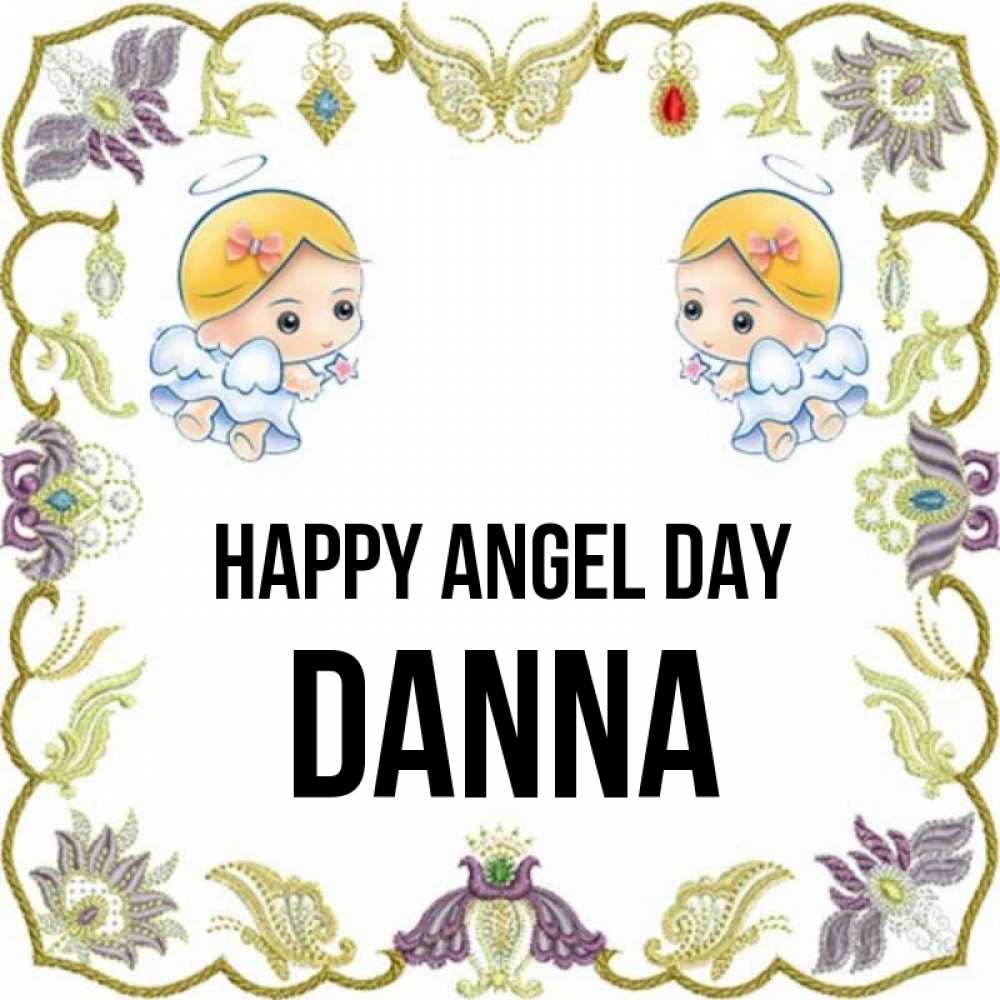 Greetings card с именем, Danna happy angel day маленькие ангелы с крылышками Greetings with text for free download 