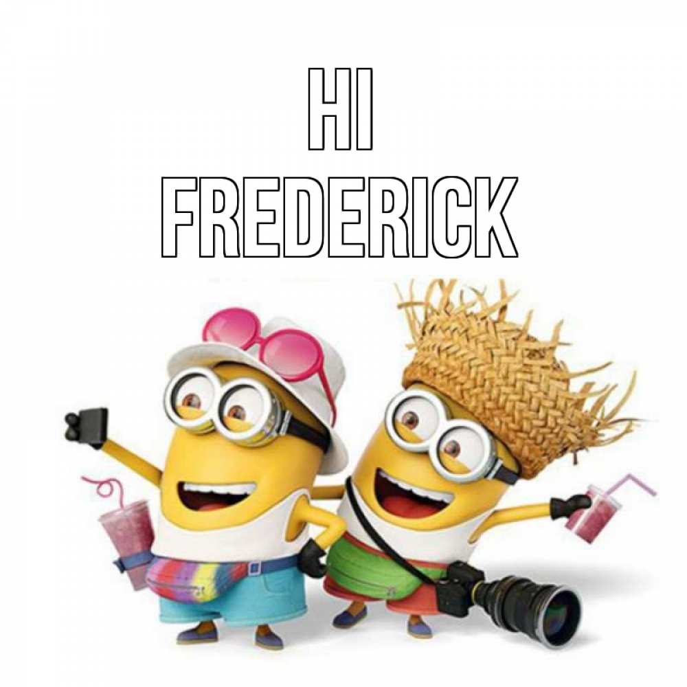 Greetings card с именем, Frederick Hi привет от желтеньких Greetings with text for free download 