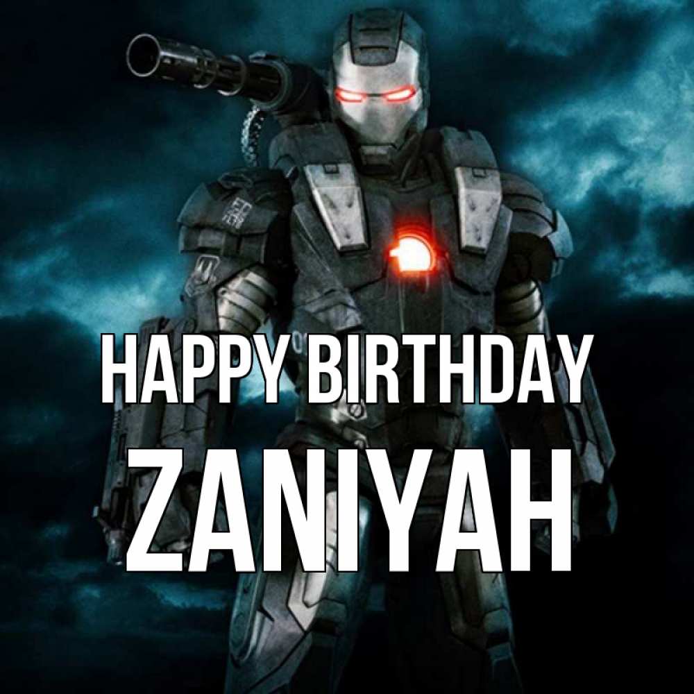 Greetings card с именем, Zaniyah Happy Birthday марвел супергерой в новом костюме Greetings with text for free download 
