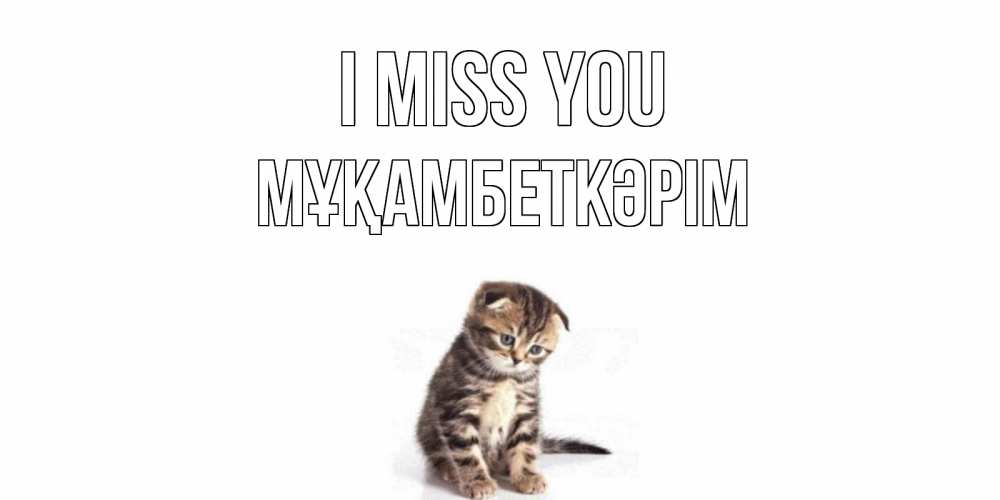 Greetings card с именем, Мұқамбеткәрім I miss you кот Greetings with text for free download 