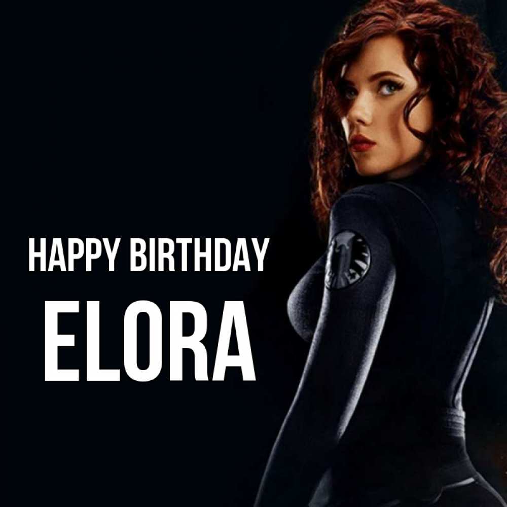 Greetings card с именем, Elora Happy Birthday Марвел черная вдова Greetings with text for free download 