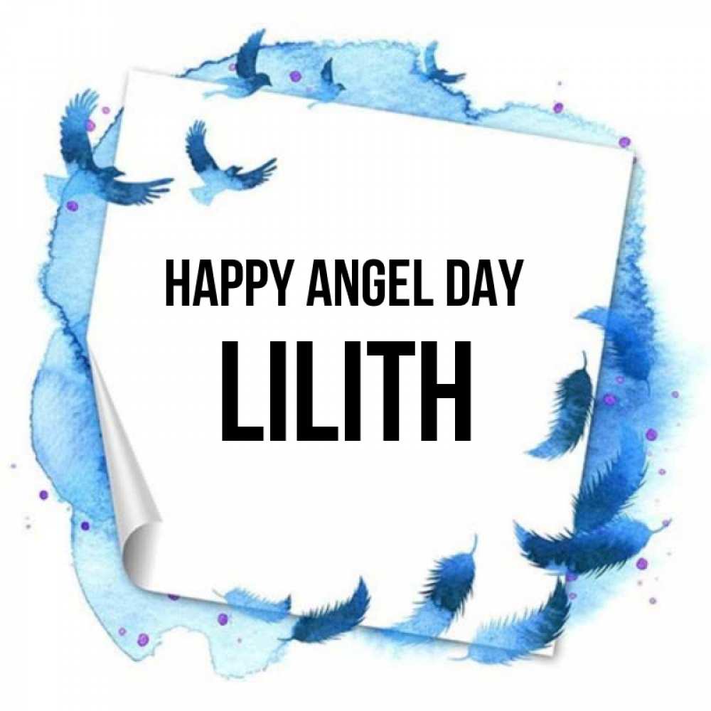 Greetings card с именем, Lilith happy angel day красивые птицы летят Greetings with text for free download 