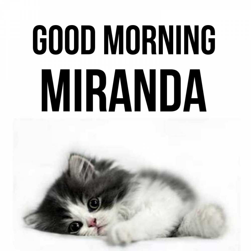 Greetings card с именем, Miranda Good morning кот лапки Greetings with text for free download 