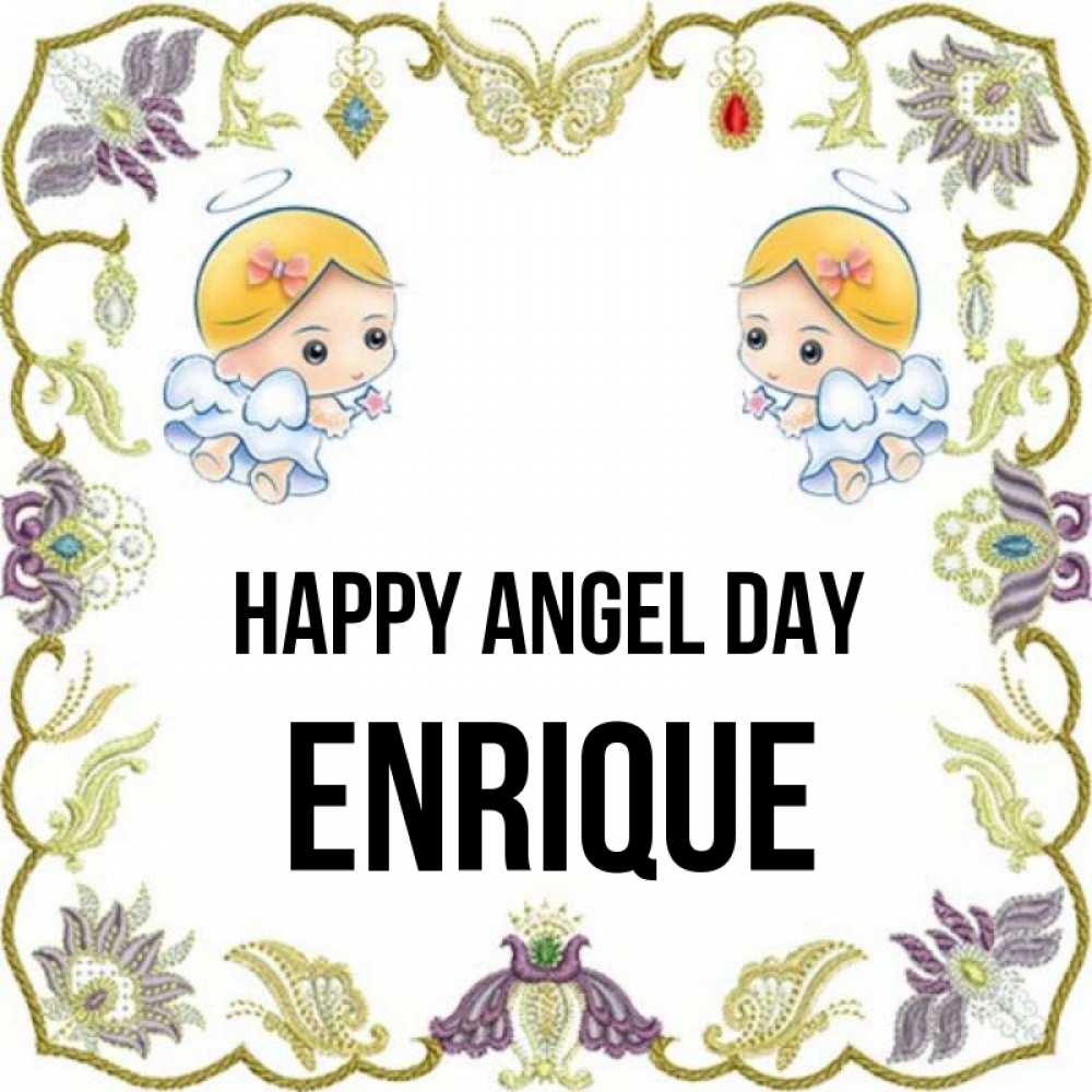 Greetings card с именем, Enrique happy angel day маленькие ангелы с крылышками Greetings with text for free download 