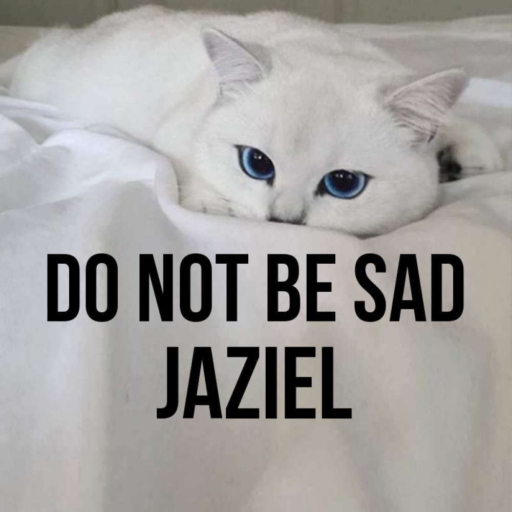 Greetings card с именем, Jaziel Do not be sad Голубоглазая кошка Greetings with text for free download 