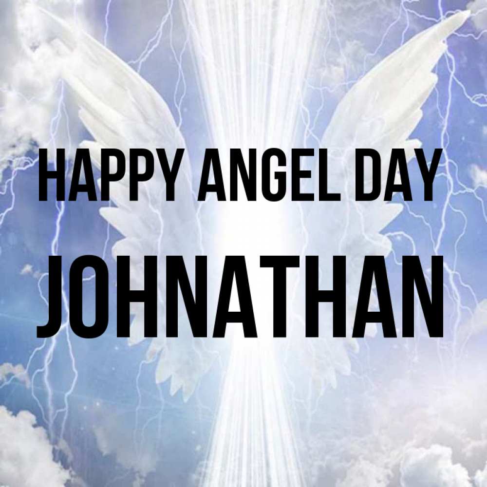 Greetings card с именем, Johnathan happy angel day молнии на небе и свет Greetings with text for free download 