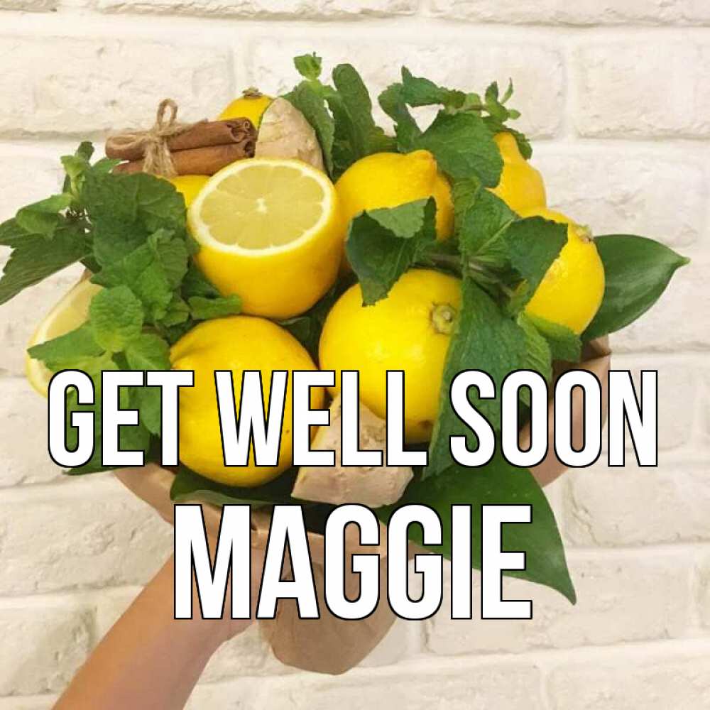 Greetings card с именем, Maggie Get well soon витамины Greetings with text for free download 