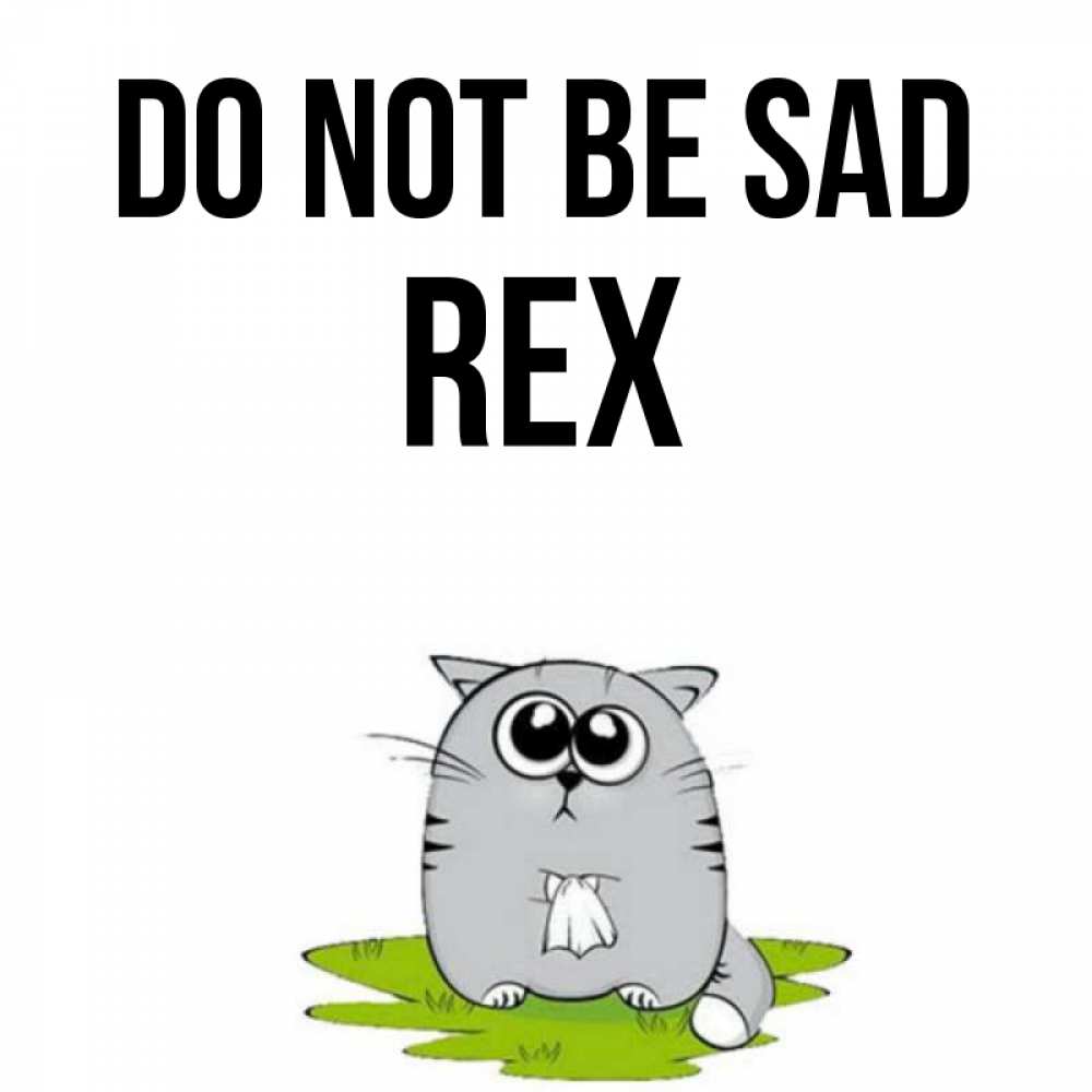 Greetings card с именем, Rex Do not be sad грустный котяра Greetings with text for free download 