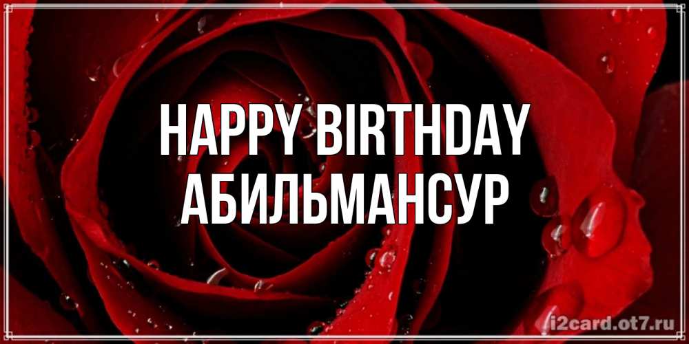Greetings card с именем, Абильмансур Happy Birthday крупная бордовая роза Greetings with text for free download 