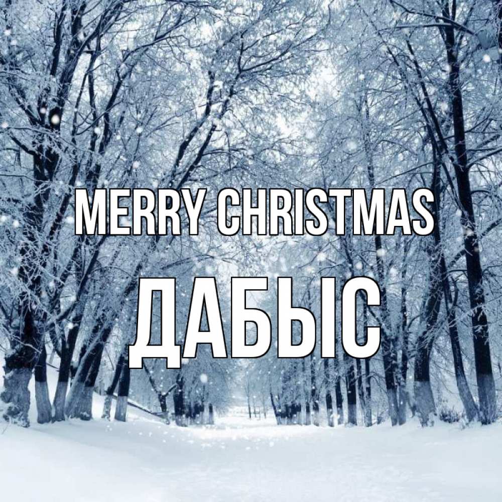 Greetings card с именем, Дабыс Merry Christmas снег, лес, парк Greetings with text for free download 