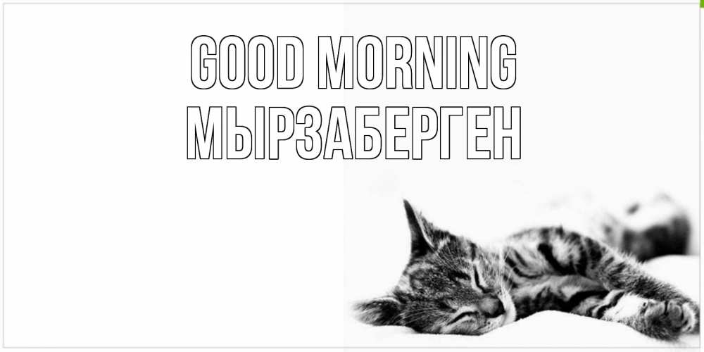 Greetings card с именем, Мырзаберген Good morning котуся Greetings with text for free download 