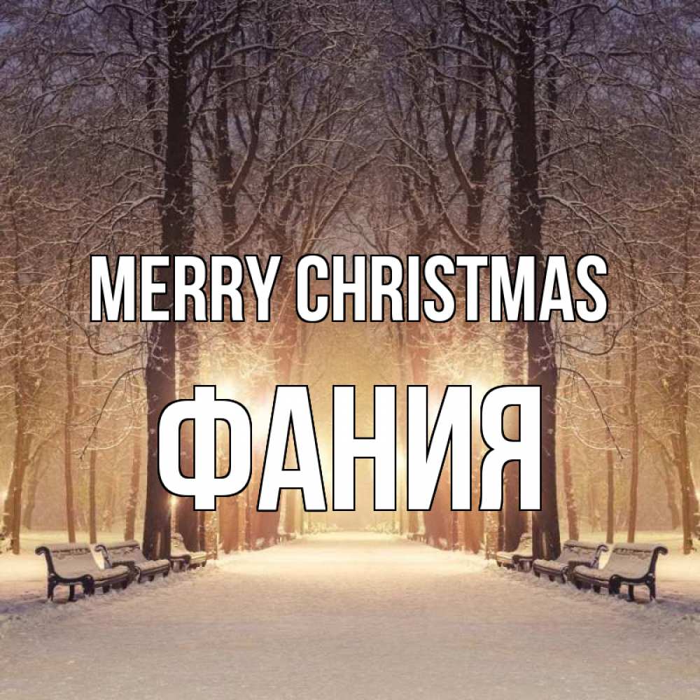 Greetings card с именем, Фания Merry Christmas зима, парк, фонарь, лес Greetings with text for free download 