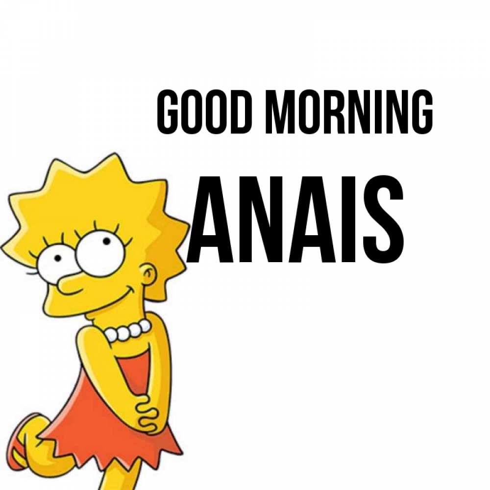 Greetings card с именем, Anais Good morning в платье и ожерелье Greetings with text for free download 