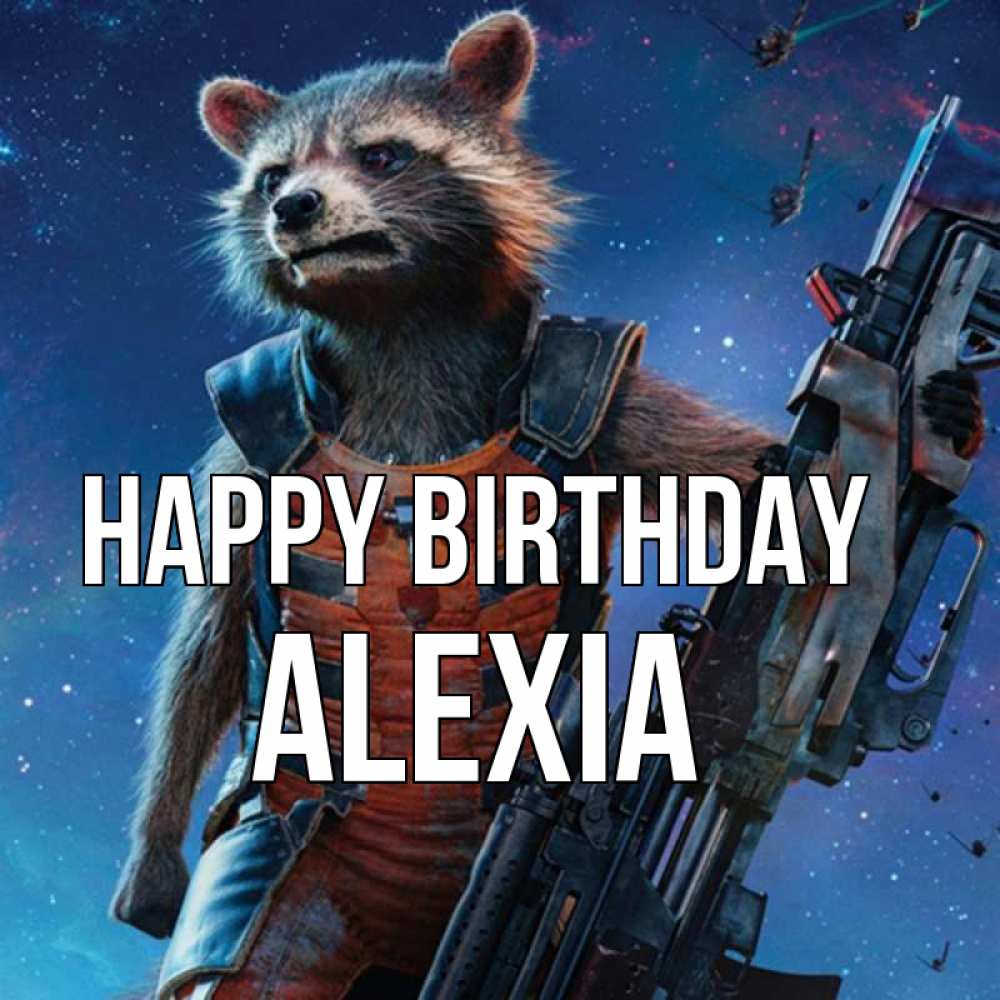 Greetings card с именем, Alexia Happy Birthday реактивный Рокета Greetings with text for free download 