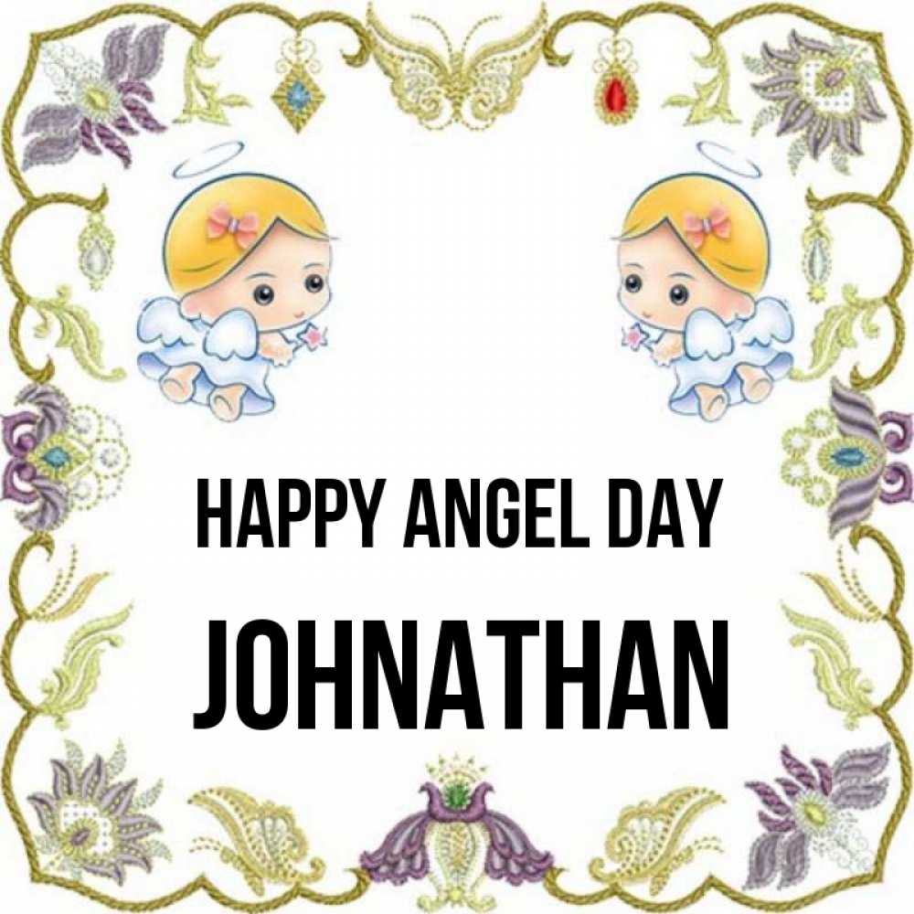 Greetings card с именем, Johnathan happy angel day маленькие ангелы с крылышками Greetings with text for free download 