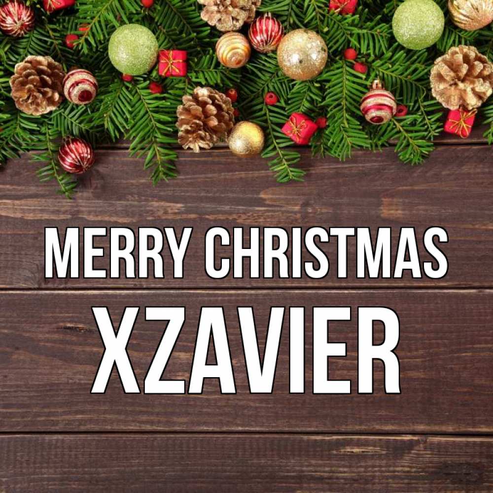 Greetings card с именем, Xzavier Merry Christmas с рождеством Greetings with text for free download 