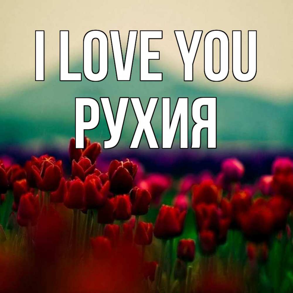 Greetings card с именем, РУХИЯ I love you тюльпаны 4 Greetings with text for free download 
