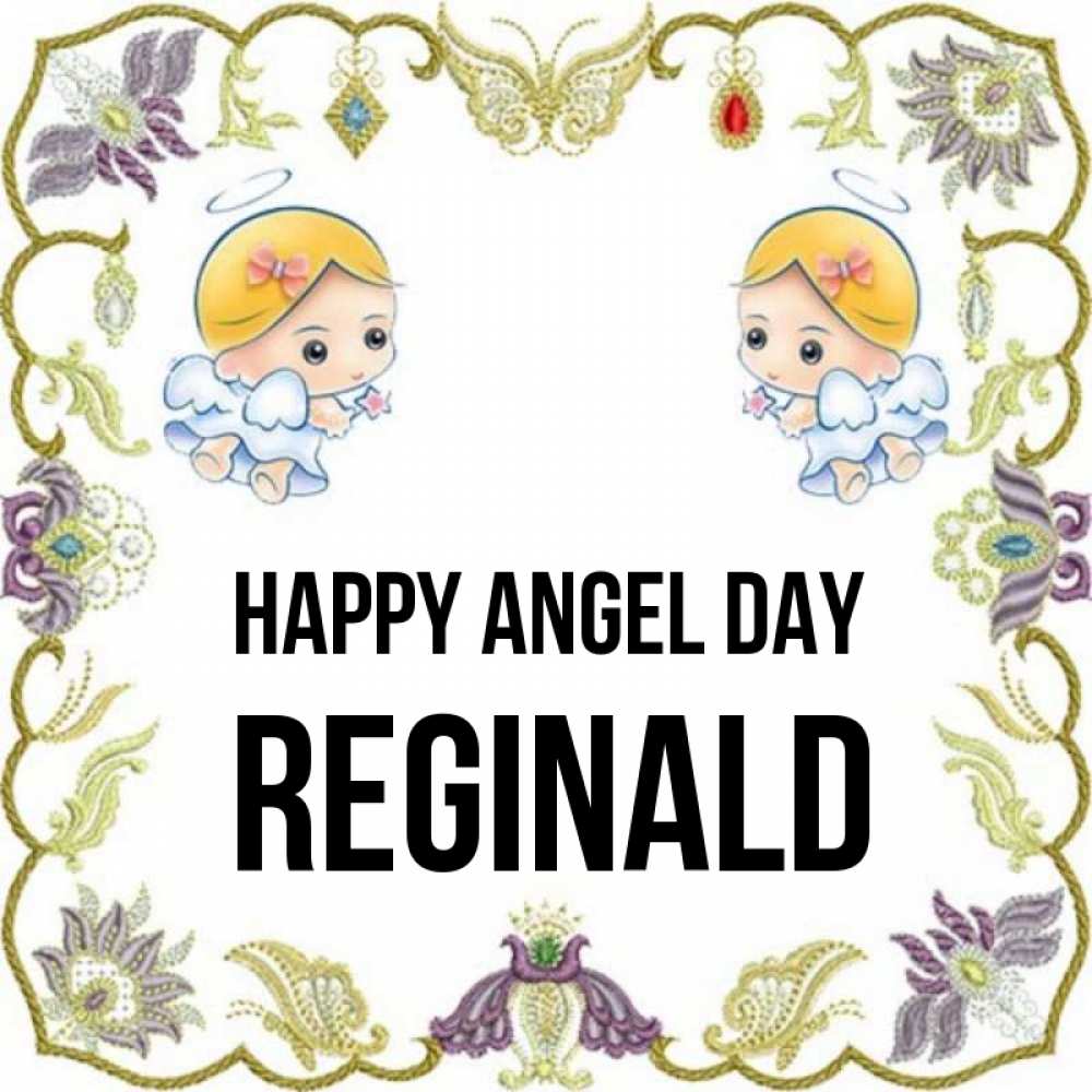 Greetings card с именем, Reginald happy angel day маленькие ангелы с крылышками Greetings with text for free download 