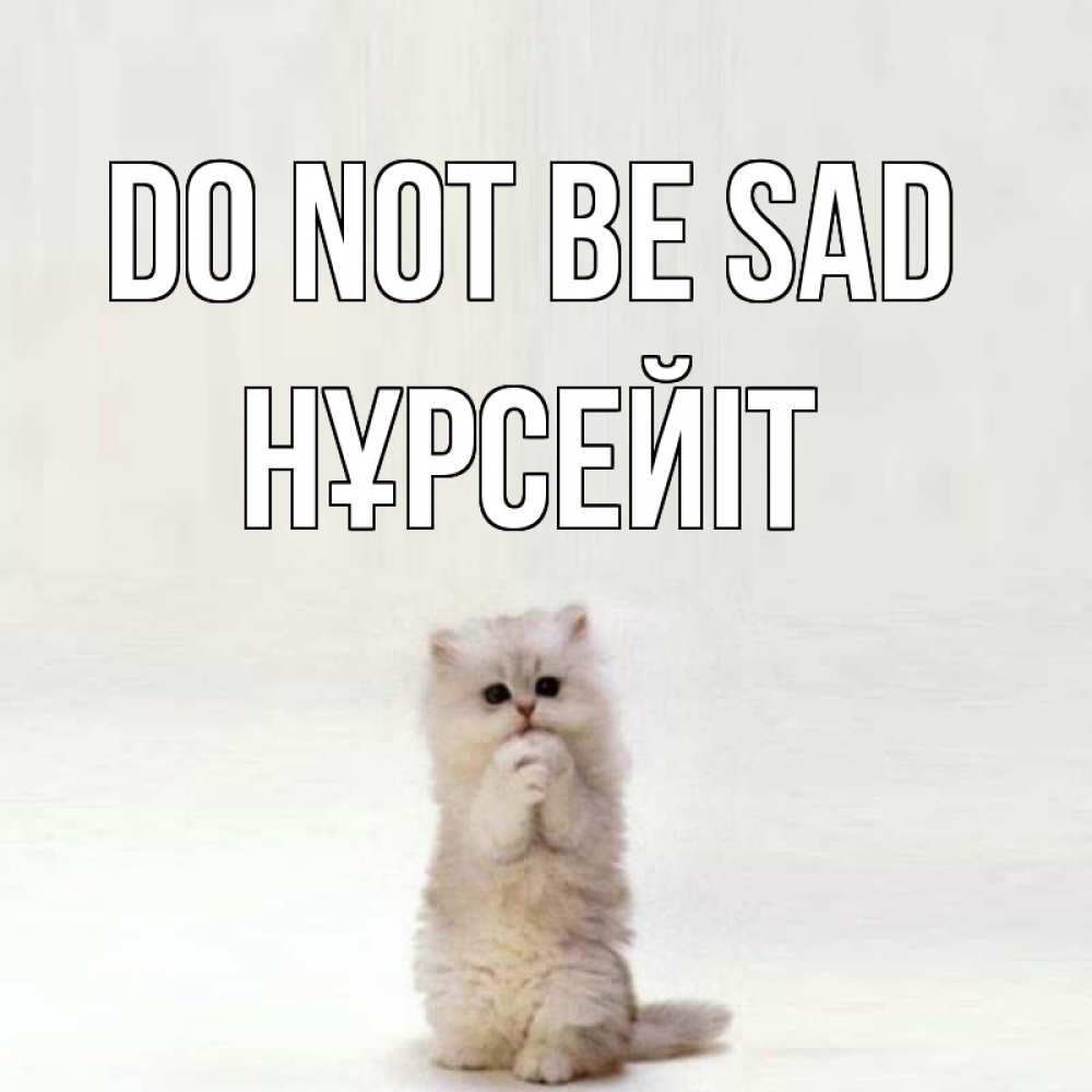 Greetings card с именем, НҰРСЕЙІТ Do not be sad грустный кот Greetings with text for free download 