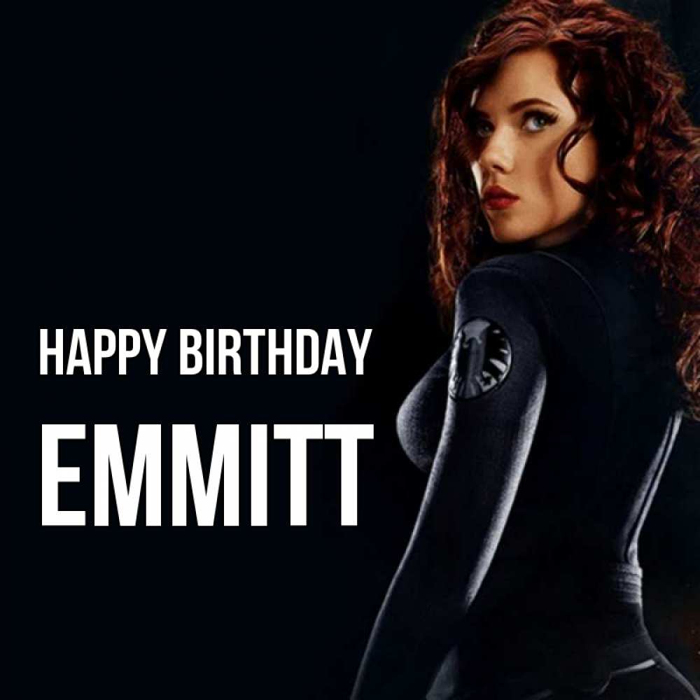 Greetings card с именем, Emmitt Happy Birthday Марвел черная вдова Greetings with text for free download 
