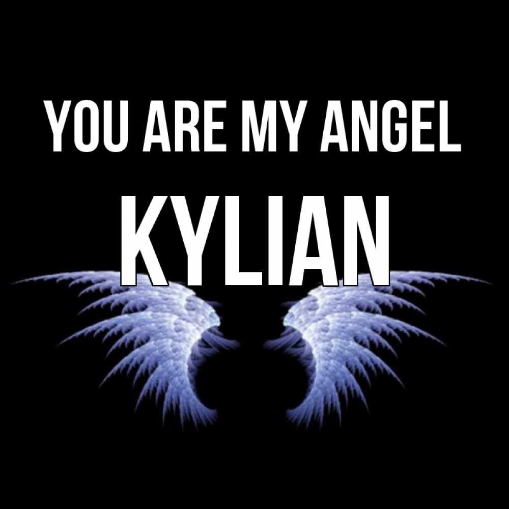 Greetings card с именем, Kylian You are my angel ангельские крылья на черном фоне Greetings with text for free download 