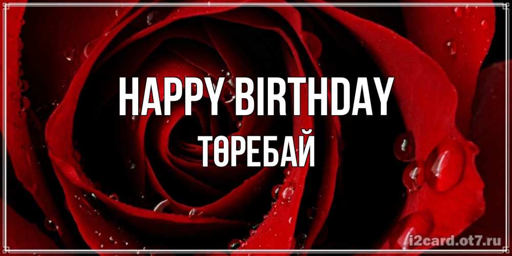Greetings card с именем, Төребай Happy Birthday крупная бордовая роза Greetings with text for free download 