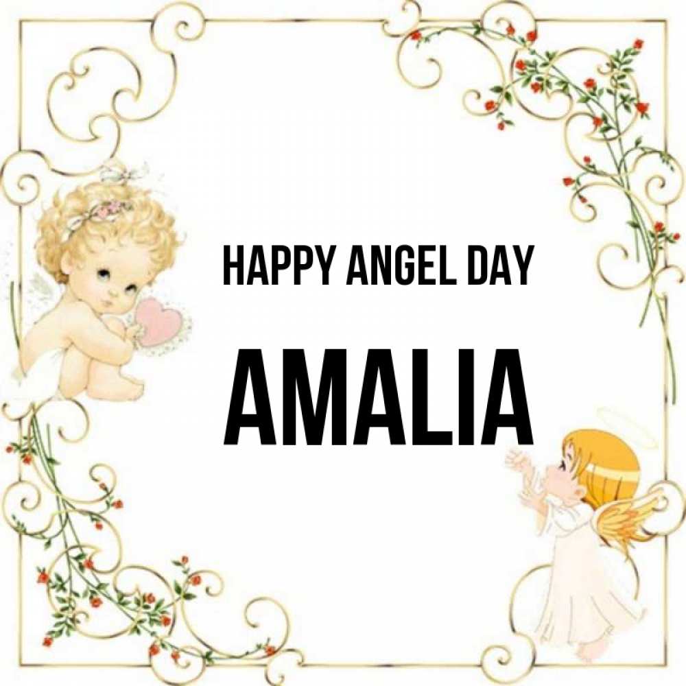 Greetings card с именем, Amalia happy angel day ангелы желают прекрасных именин Greetings with text for free download 