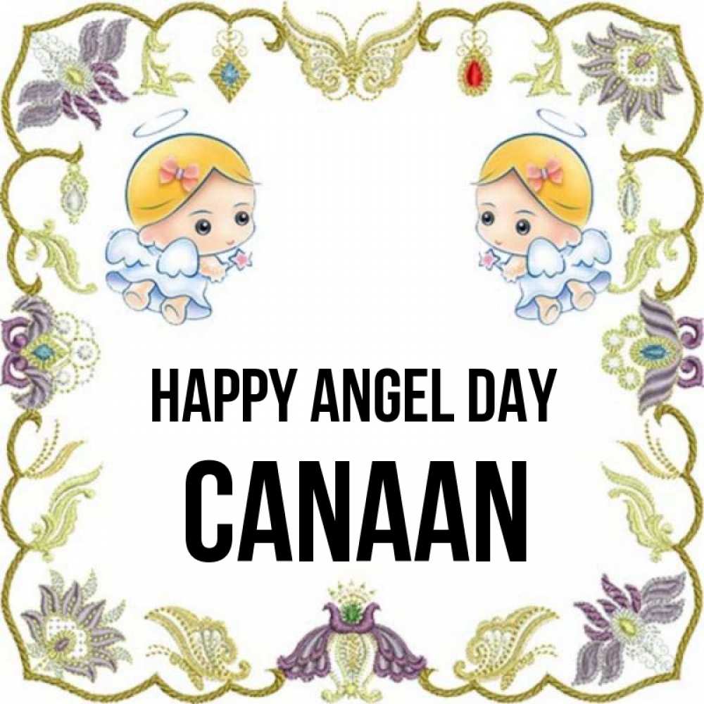 Greetings card с именем, Canaan happy angel day маленькие ангелы с крылышками Greetings with text for free download 