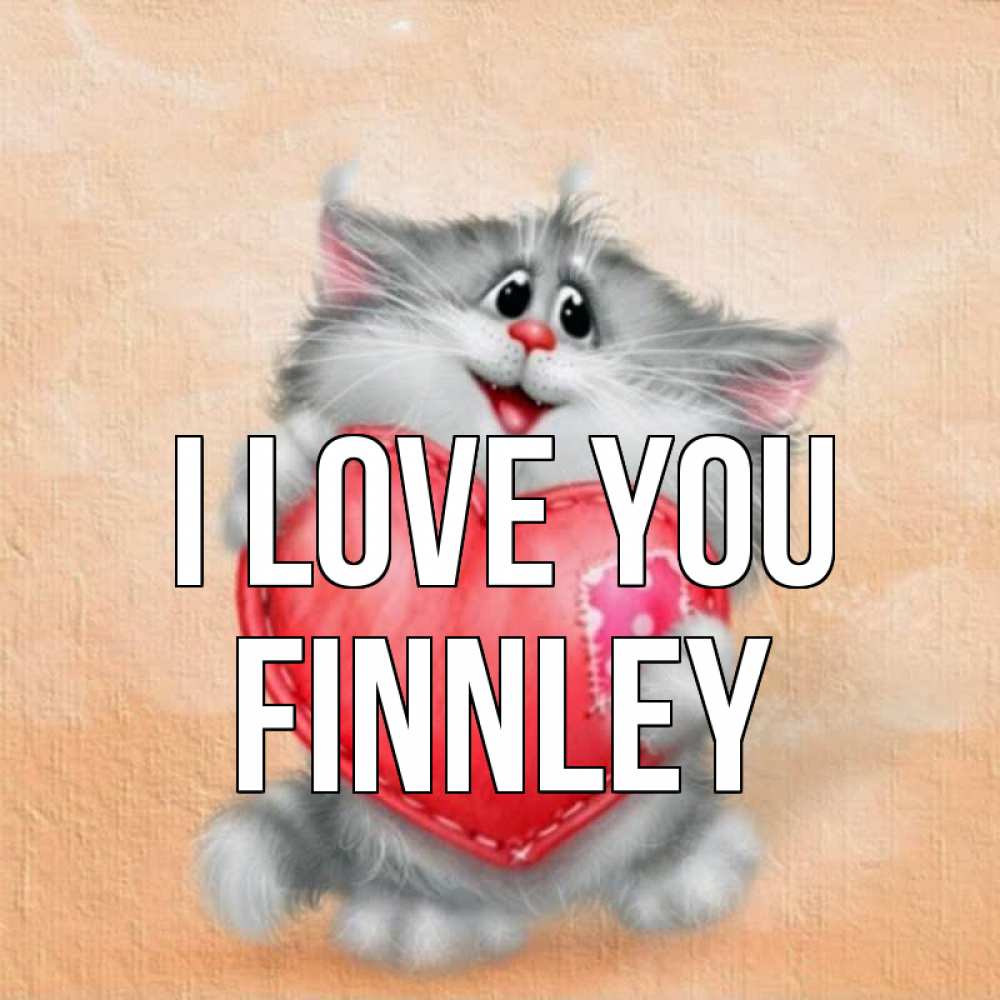 Greetings card с именем, Finnley I love you сердце с заплаткой Greetings with text for free download 