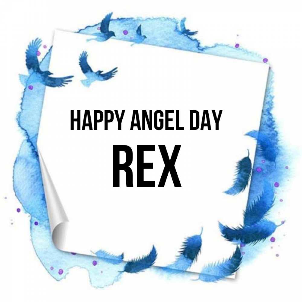 Greetings card с именем, Rex happy angel day красивые птицы летят Greetings with text for free download 