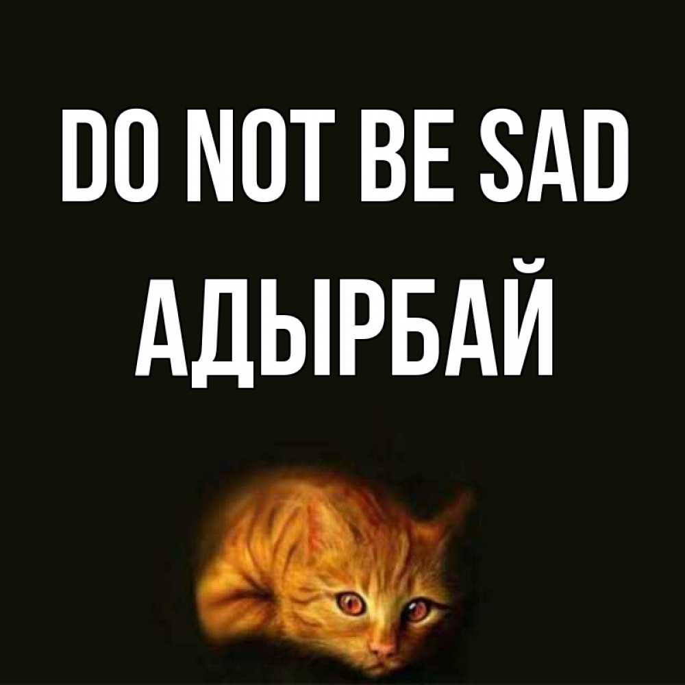 Greetings card с именем, Адырбай Do not be sad лежащий кот в темноте Greetings with text for free download 