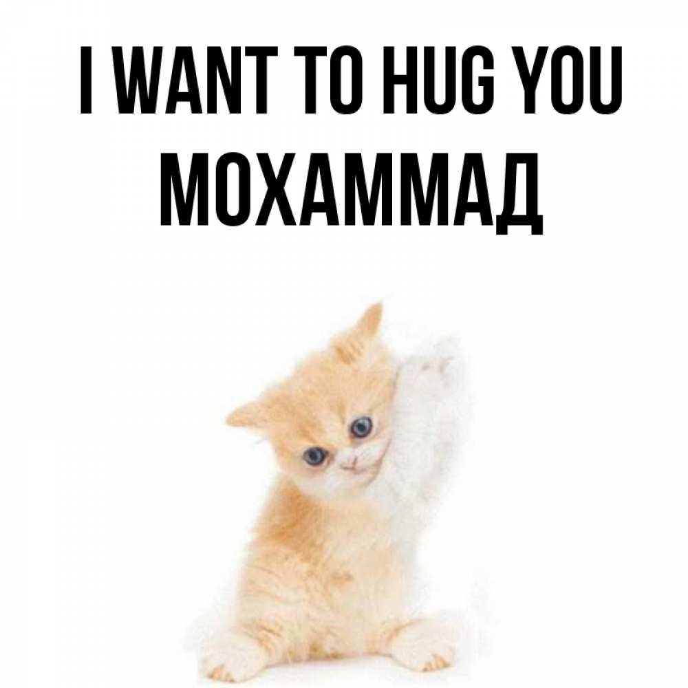 Greetings card с именем, Мохаммад I want to hug you я хочу очень скорее обнимаешек Greetings with text for free download 