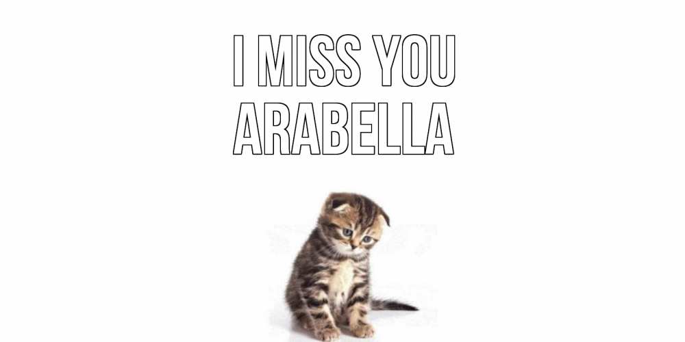Greetings card с именем, Arabella I miss you кот Greetings with text for free download 