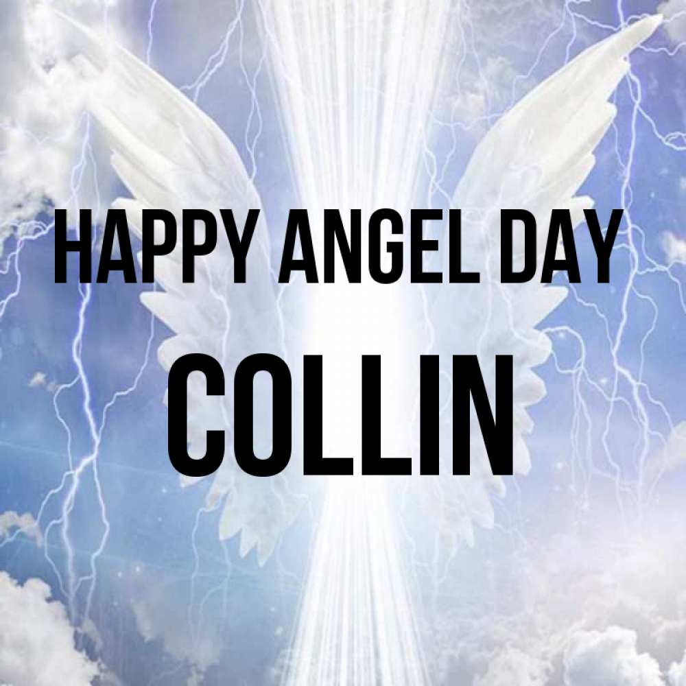 Greetings card с именем, Collin happy angel day молнии на небе и свет Greetings with text for free download 