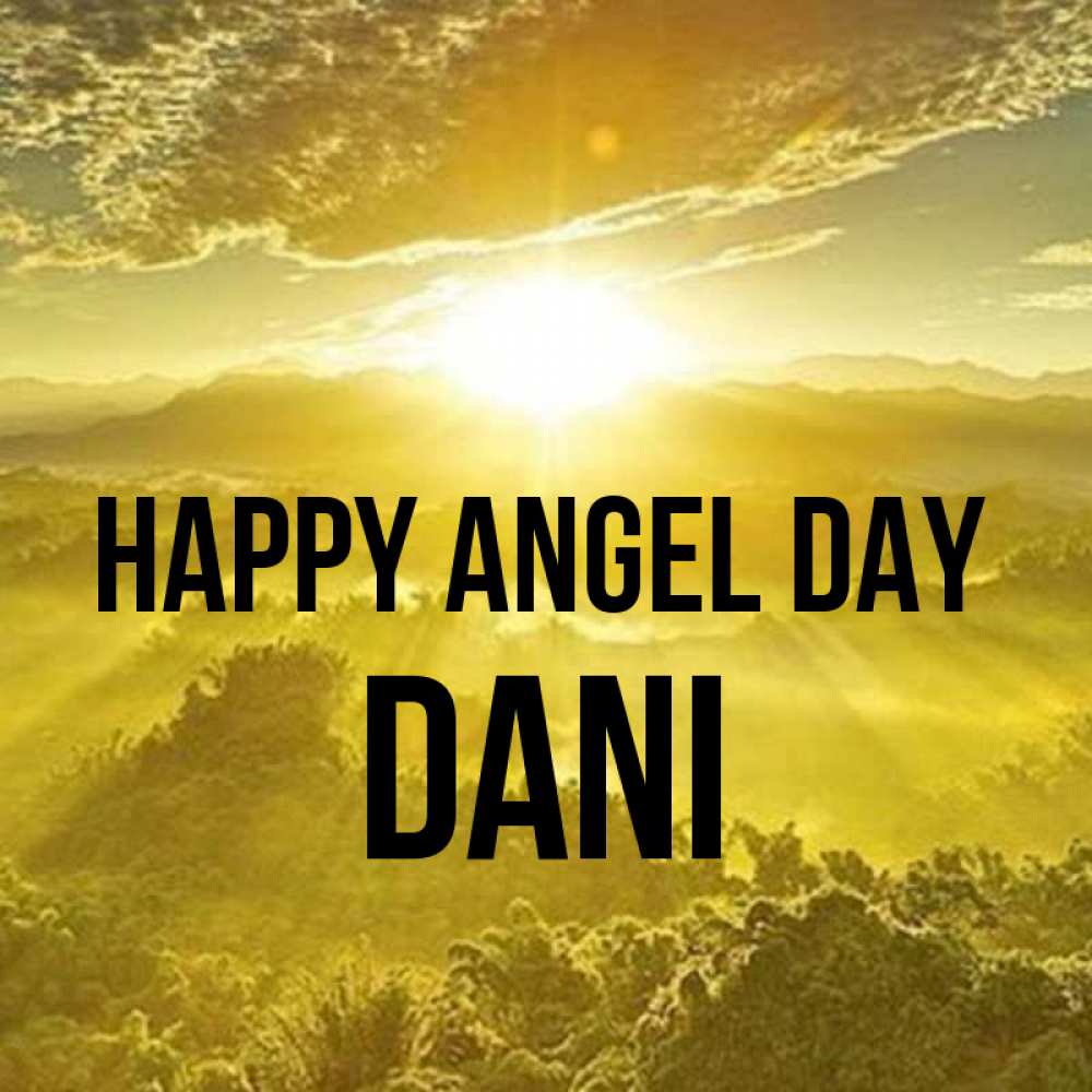 Greetings card с именем, Dani happy angel day леса и небо в желтом Greetings with text for free download 