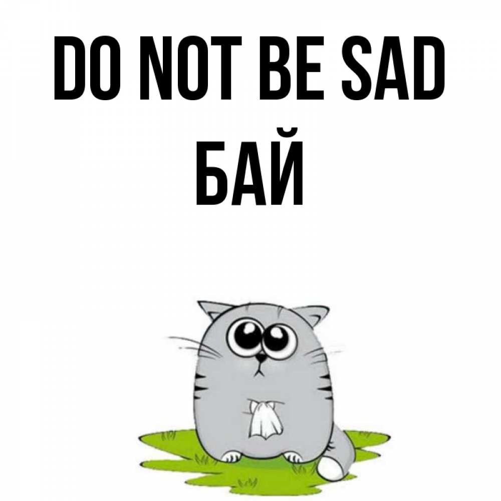 Greetings card с именем, Бай Do not be sad грустный котяра Greetings with text for free download 