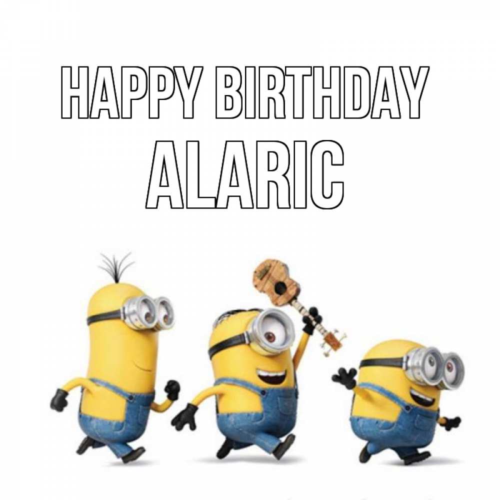Greetings card с именем, Alaric Happy Birthday с гитарой Greetings with text for free download 
