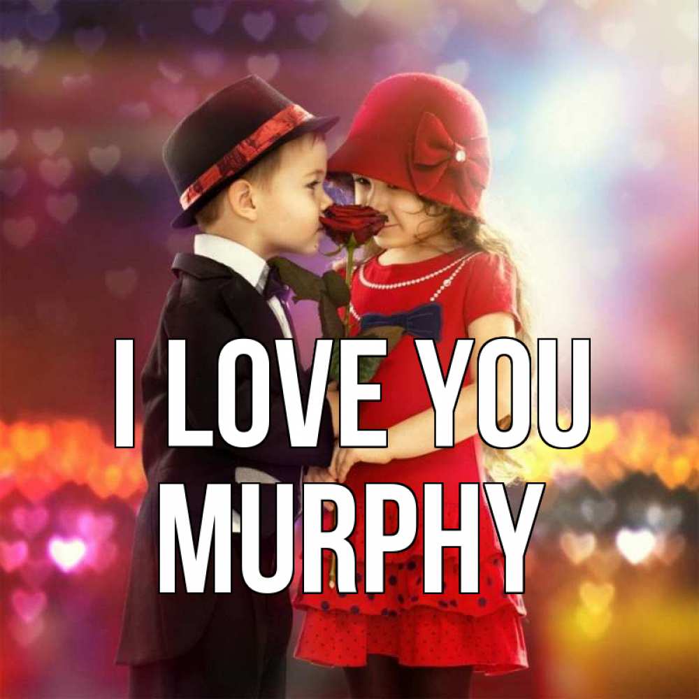 Greetings card с именем, Murphy I love you черное и красное и роза Greetings with text for free download 