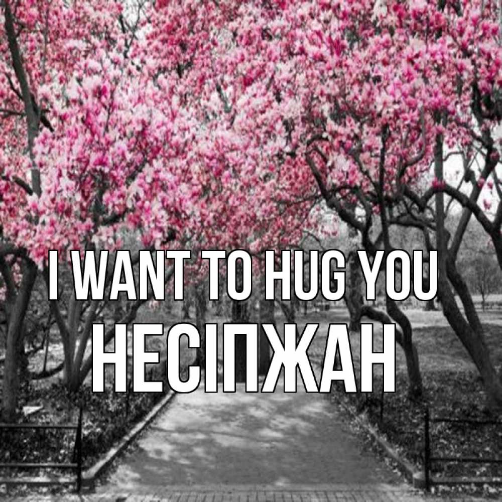 Greetings card с именем, НЕСІПЖАН I want to hug you обработанное фото Greetings with text for free download 