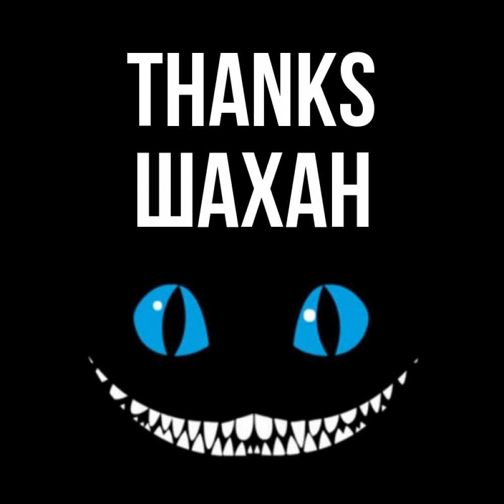 Greetings card с именем, ШАХАН Thanks благодарю от чеширика Greetings with text for free download 