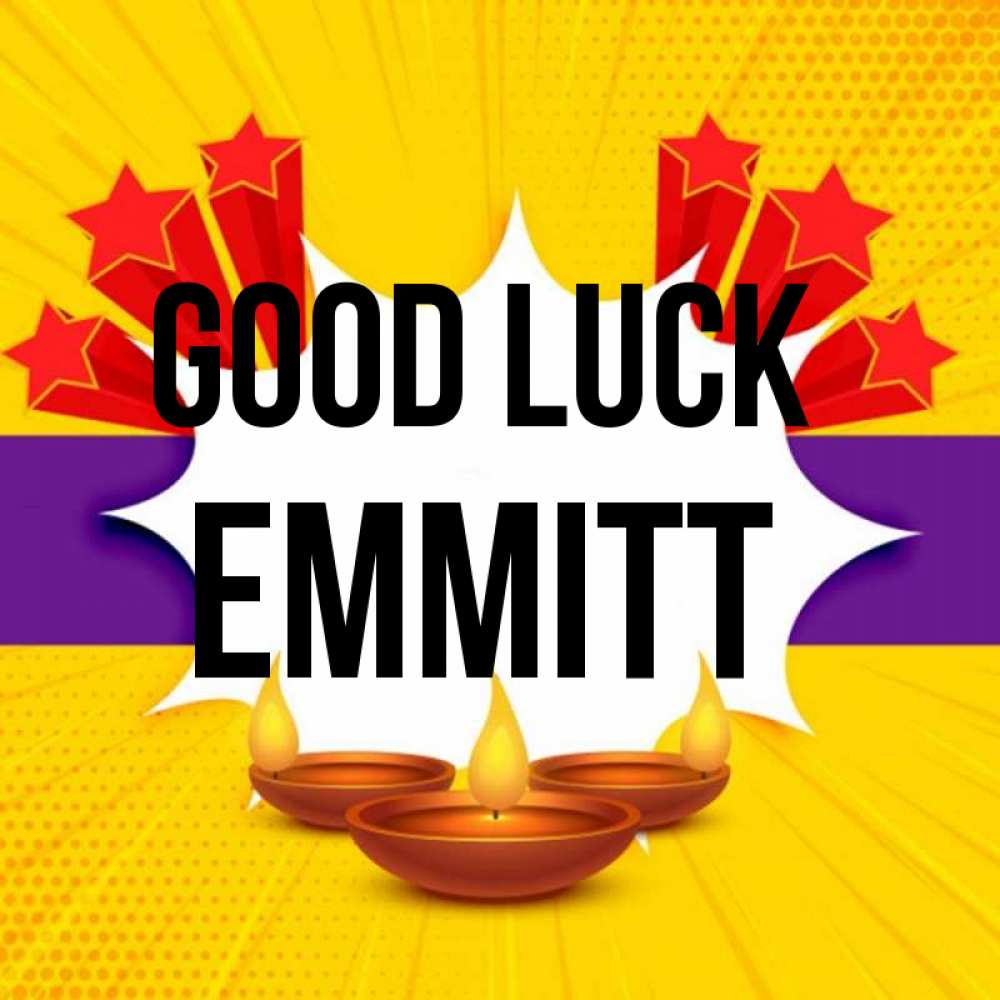 Greetings card с именем, Emmitt Good luck векторное изображение Greetings with text for free download 