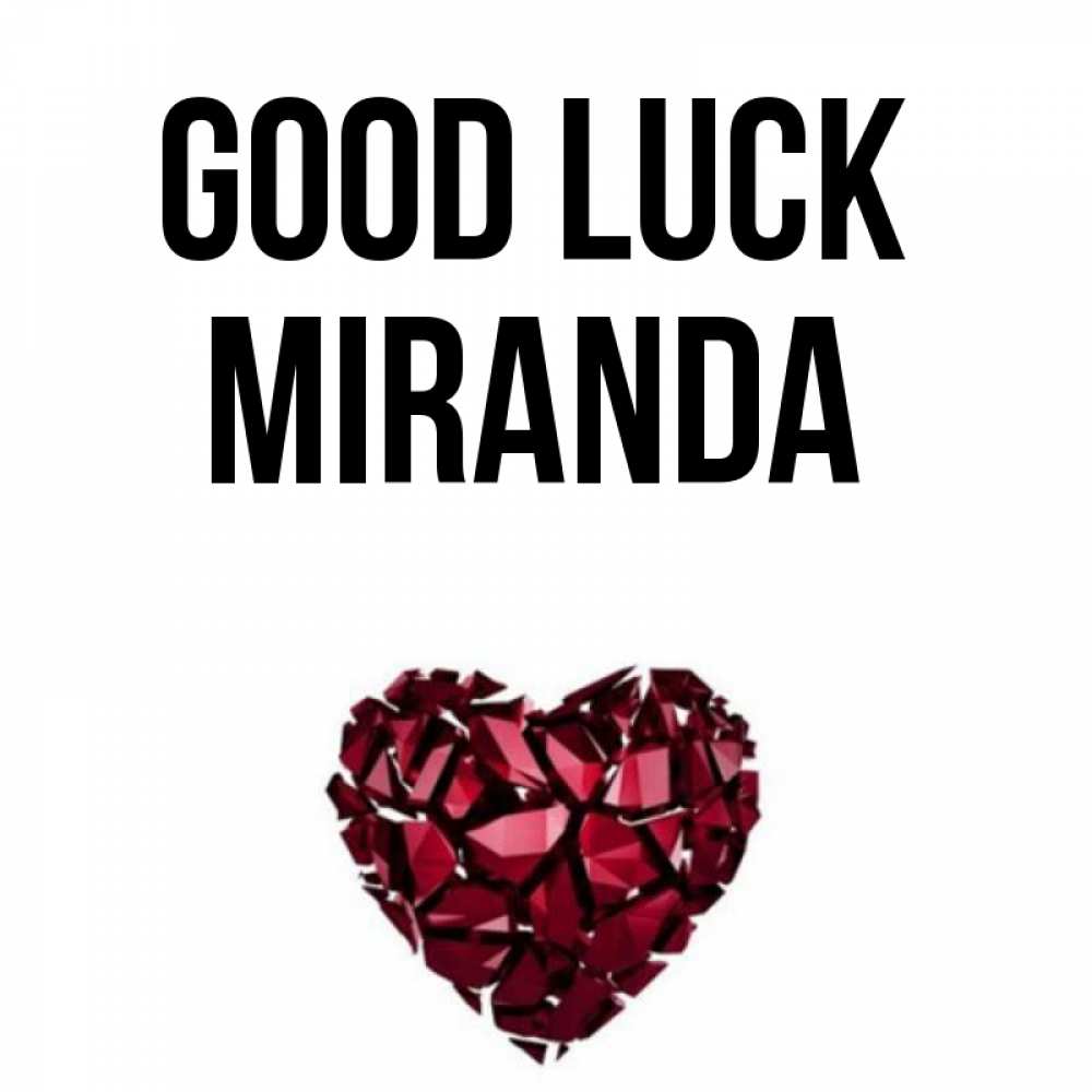 Greetings card с именем, Miranda Good luck бордовое из кристаллов  1 Greetings with text for free download 