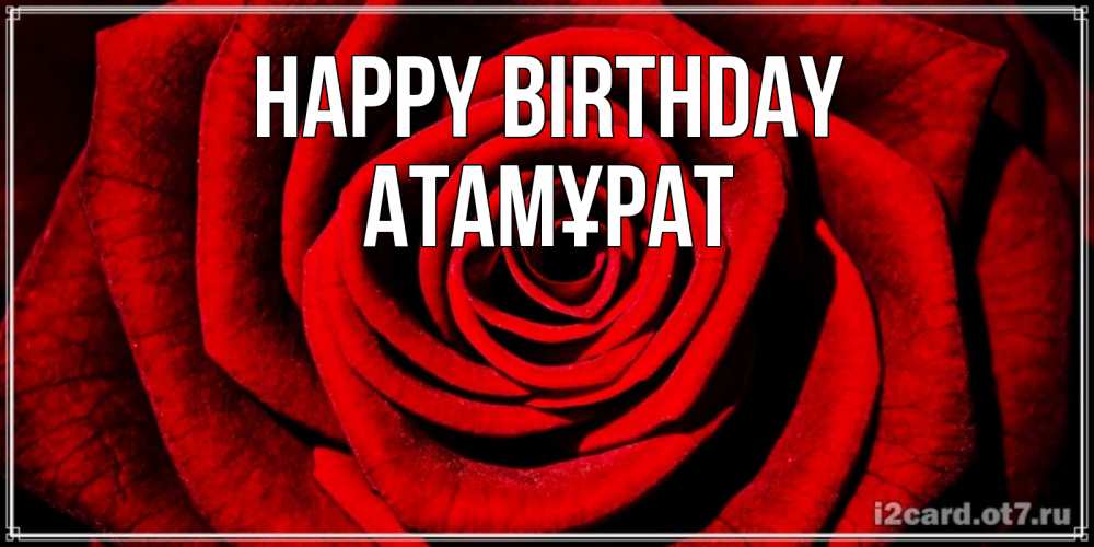 Greetings card с именем, Атамұрат Happy Birthday алая роза Greetings with text for free download 