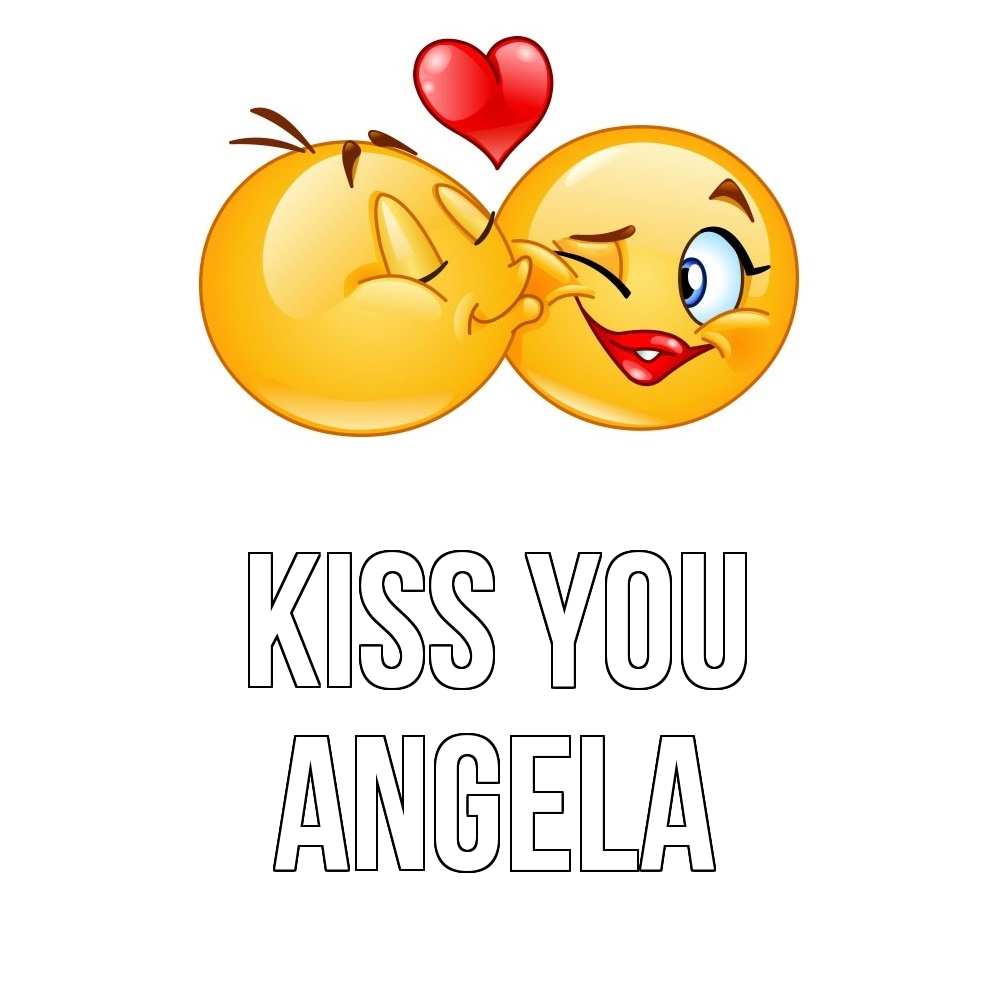 Greetings card с именем, Angela Kiss you губы и белые зубы Greetings with text for free download 