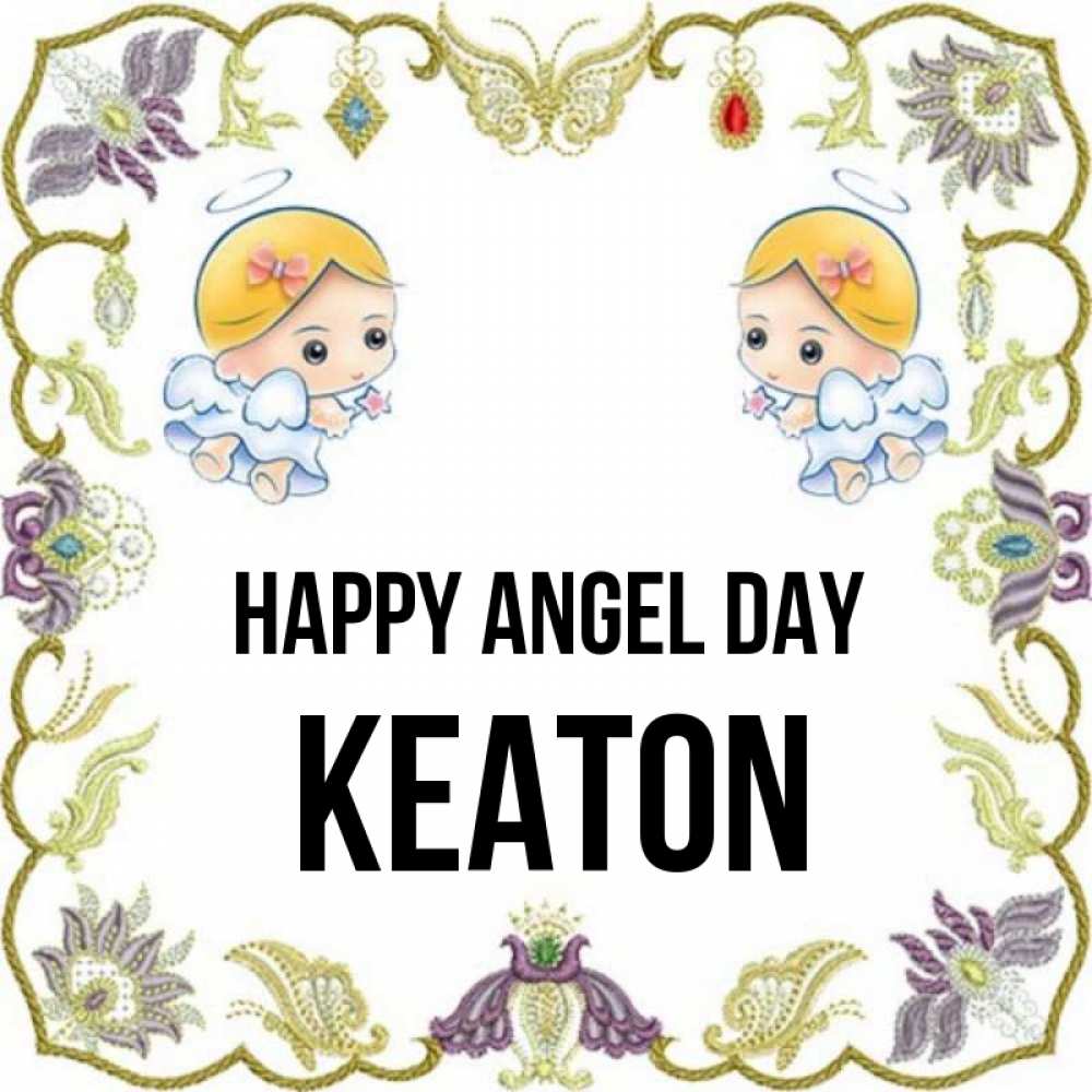 Greetings card с именем, Keaton happy angel day маленькие ангелы с крылышками Greetings with text for free download 